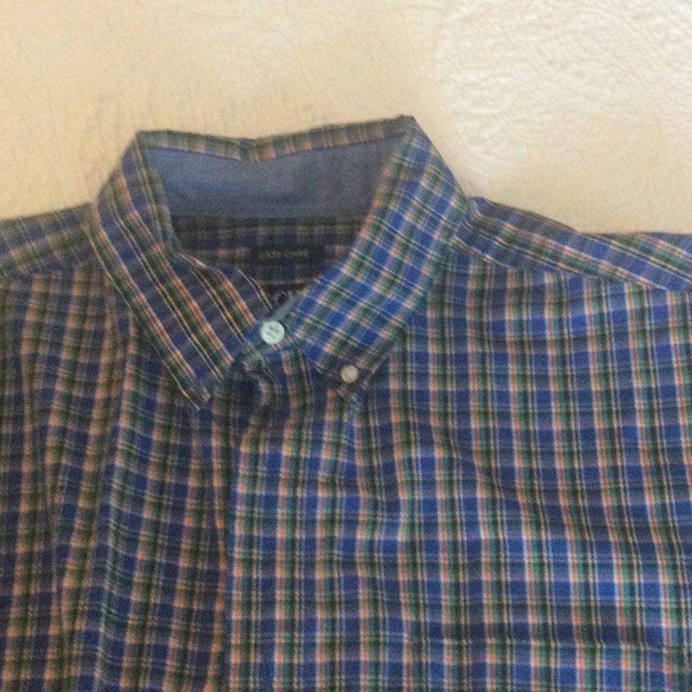 Casual Blue & Green Plaid Button-Down Shirt